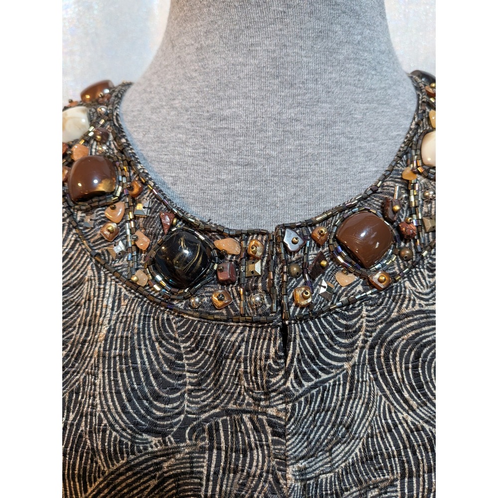 Chicos S Embellished Silk Blend Beaded Jewel Neckline Jacket Country Club Money - Picture 5 of 10